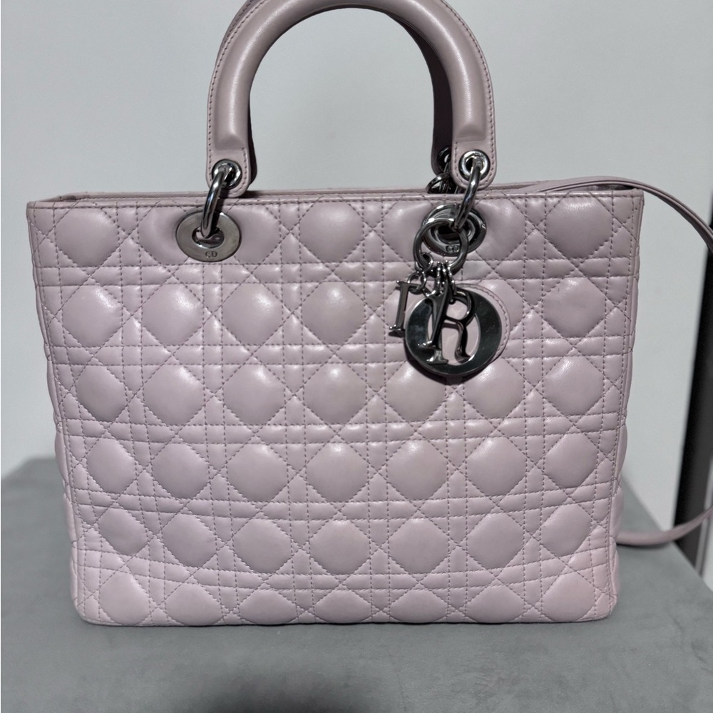 💯 AUTHENTIC Christian Dior Large Pink Lambskin leather bag